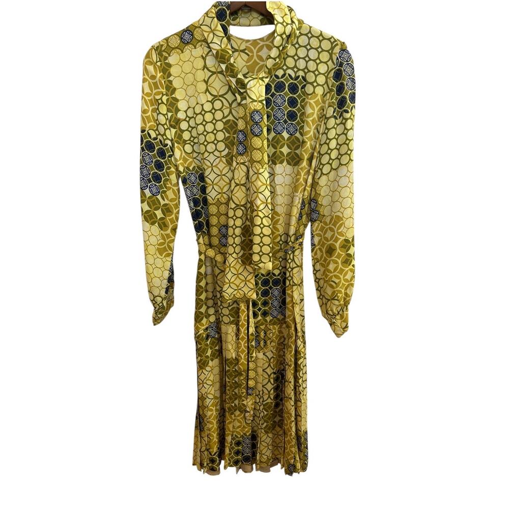 1960s Mod Geometric Print Dress with Scarf & Belt - Picture 7 of 10